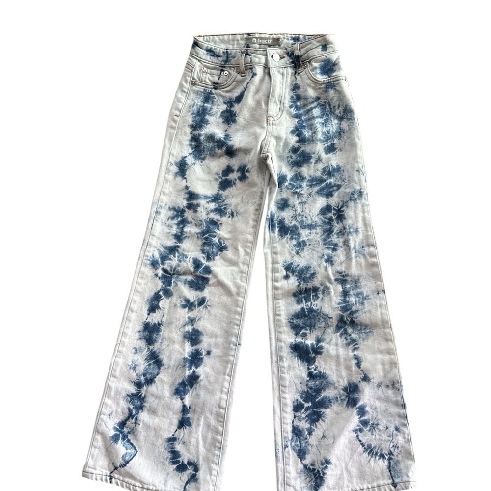 Tractr girls Blue & White Tie Dye Wide Leg Jeans – Size 7